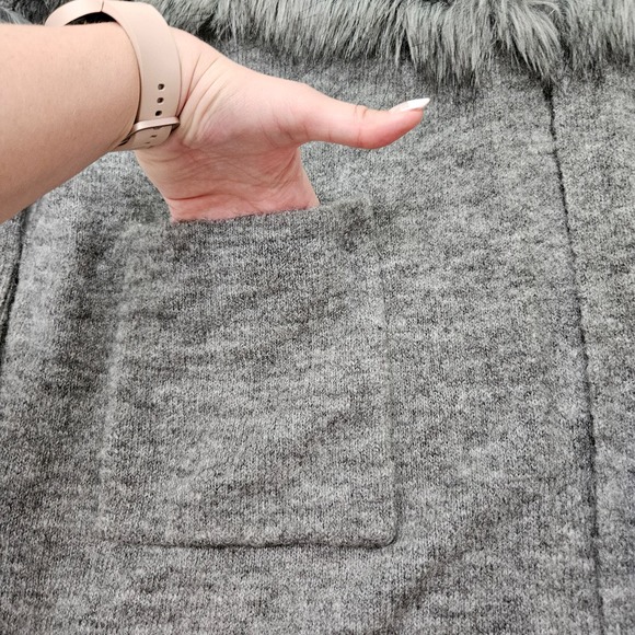 Sioni Women's Gray Mohair & Wool Blend Fur Accent Cardigan Sweater. Size XL - Picture 3 of 8
